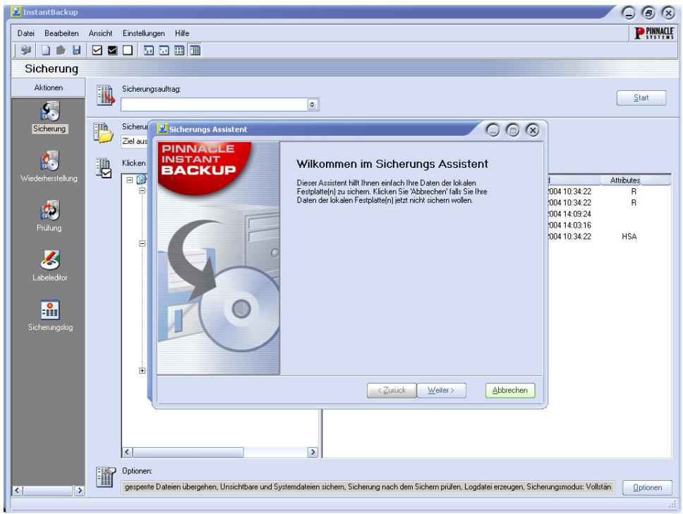 PINNACLE STUDIO MEDIASUITE - InstantBackup starten - 1