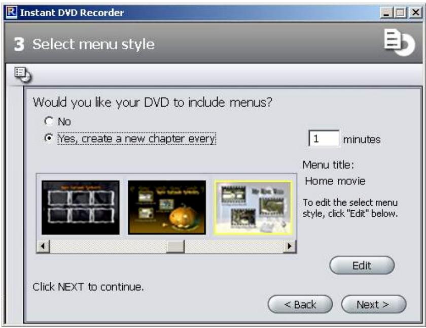 PINNACLE STUDIO MEDIASUITE - Select menu style - 1
