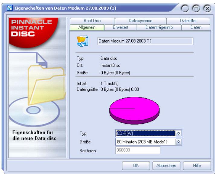 PINNACLE STUDIO MEDIASUITE - Eine Daten-Disc ohne den Assistenten erstehen - 1
