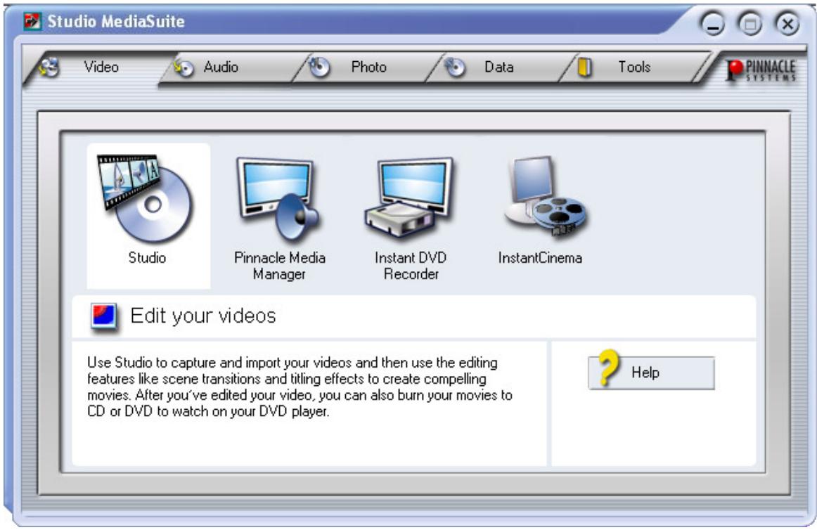 PINNACLE STUDIO MEDIASUITE - The Studio MediaSuite Starter window - 1