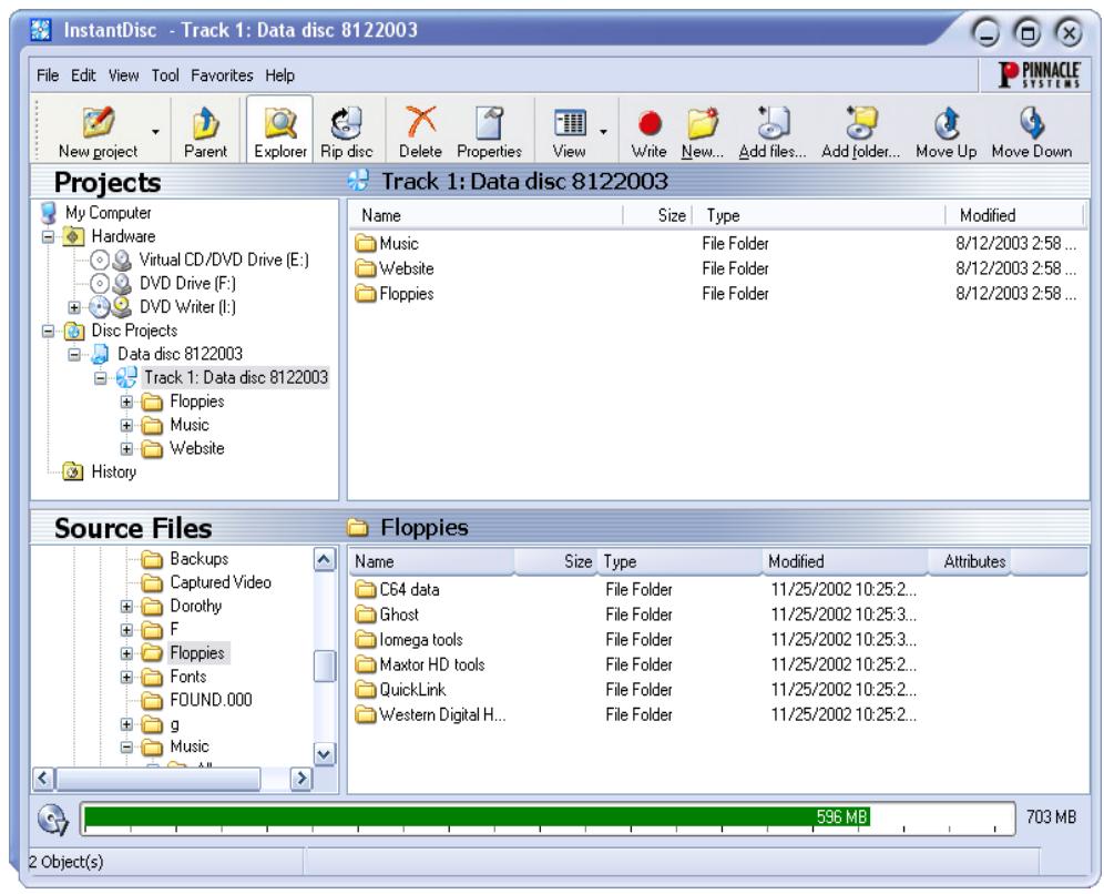 PINNACLE STUDIO MEDIASUITE - The InstantDisc Main Window - 1