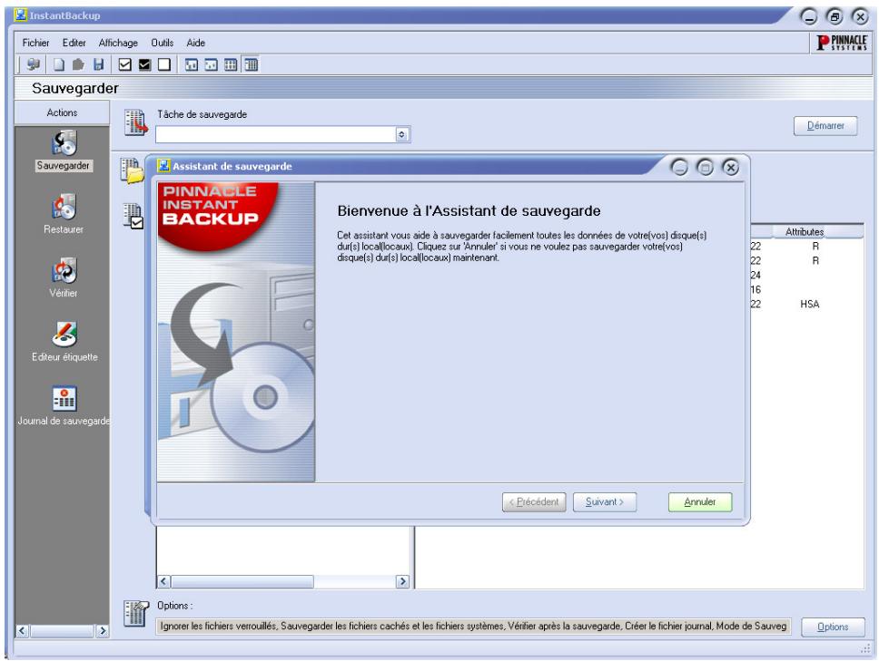 PINNACLE STUDIO MEDIASUITE - Démarrer InstantBackup - 1