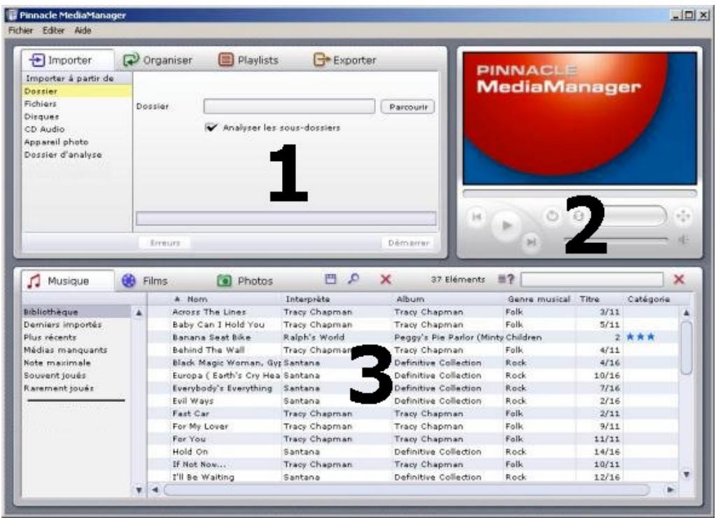 PINNACLE STUDIO MEDIASUITE - La fenêtre d'accueil de l'application Pinnacle MediaManager - 1