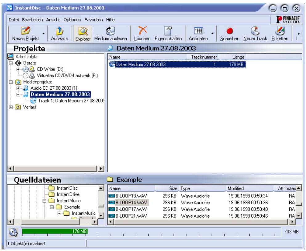 PINNACLE STUDIO MEDIASUITE - Das InstantDisc Hauftfenster - 1
