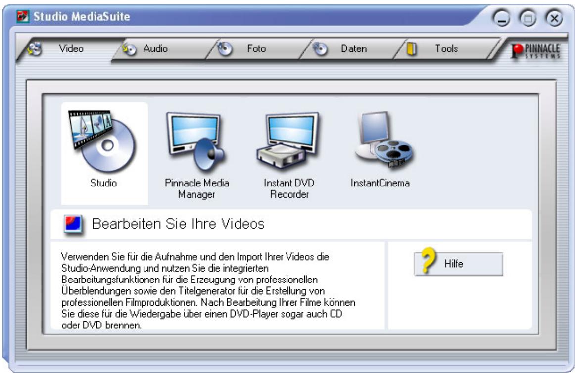 PINNACLE STUDIO MEDIASUITE - Das Studio MediaSuite-Starterfenster - 1