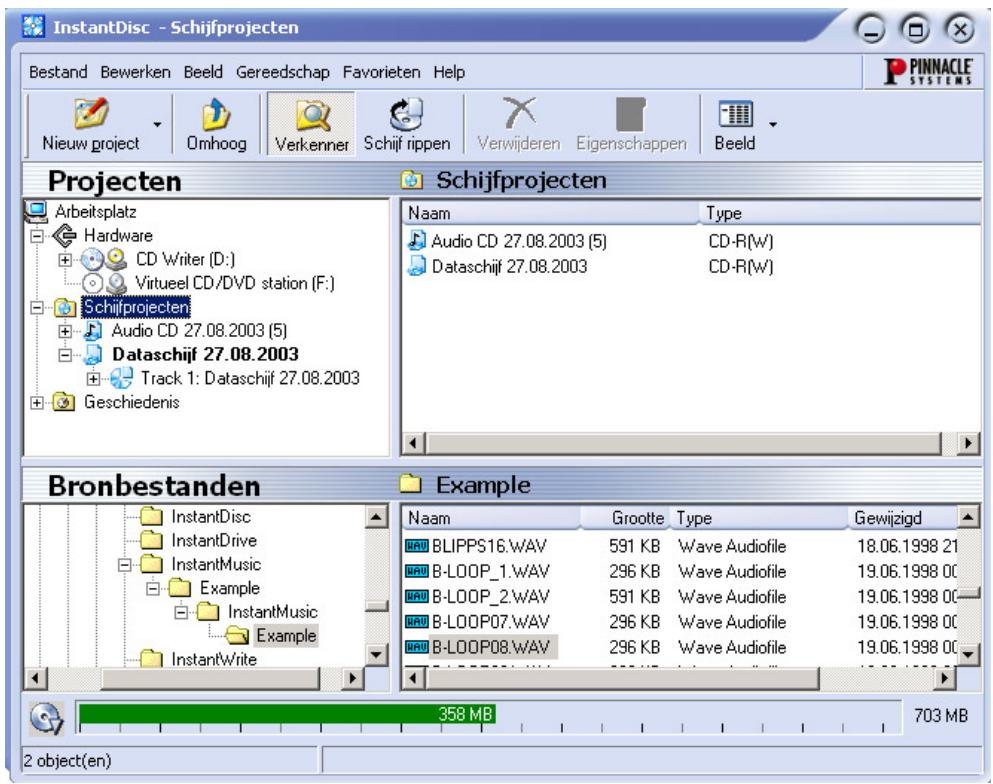 PINNACLE STUDIO MEDIASUITE - Het hoofdvenster van InstantDisc - 1