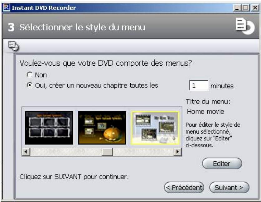 PINNACLE STUDIO MEDIASUITE - Sélectionner le style du menu - 1