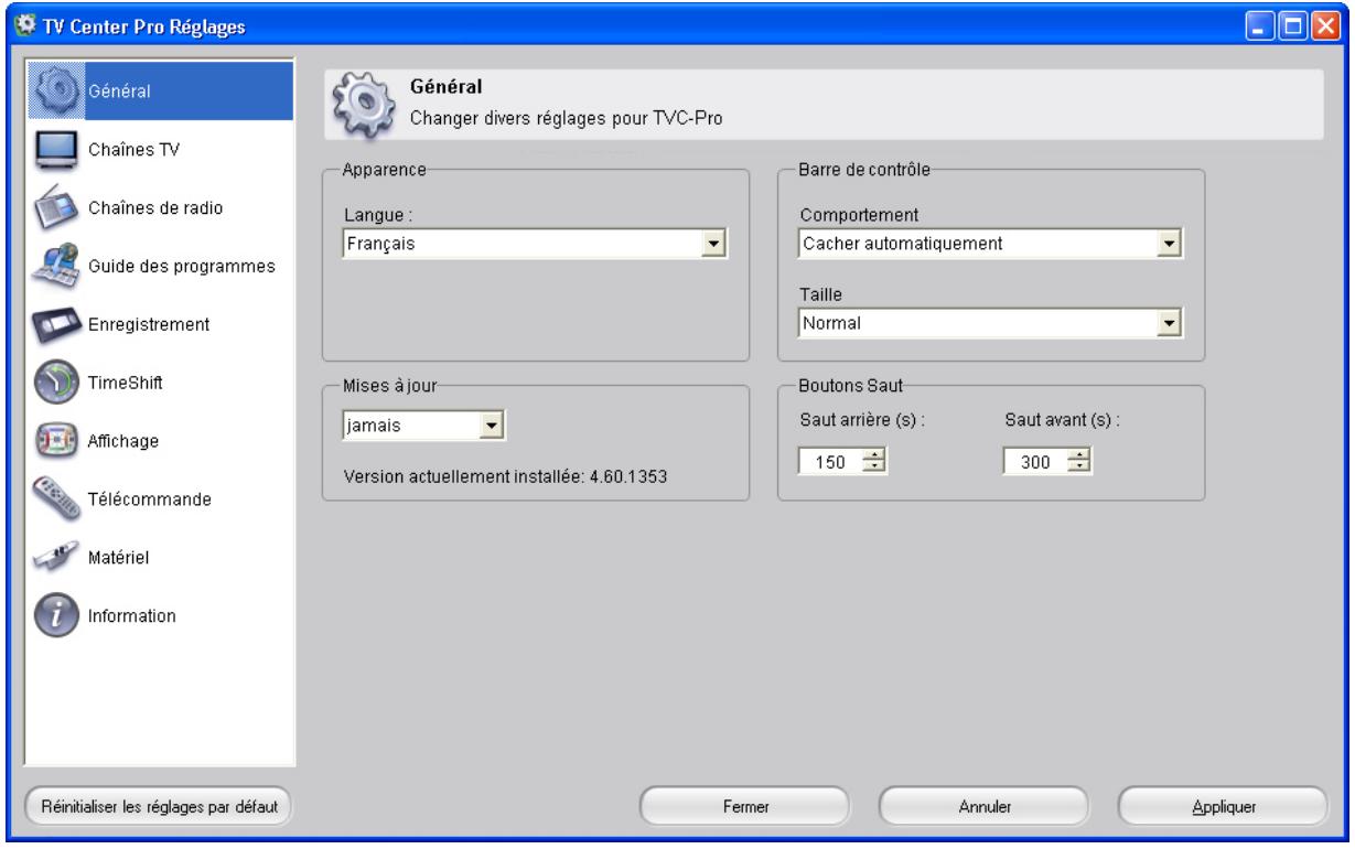 PINNACLE TVCENTER PRO - Réglages avancés - Général - 1