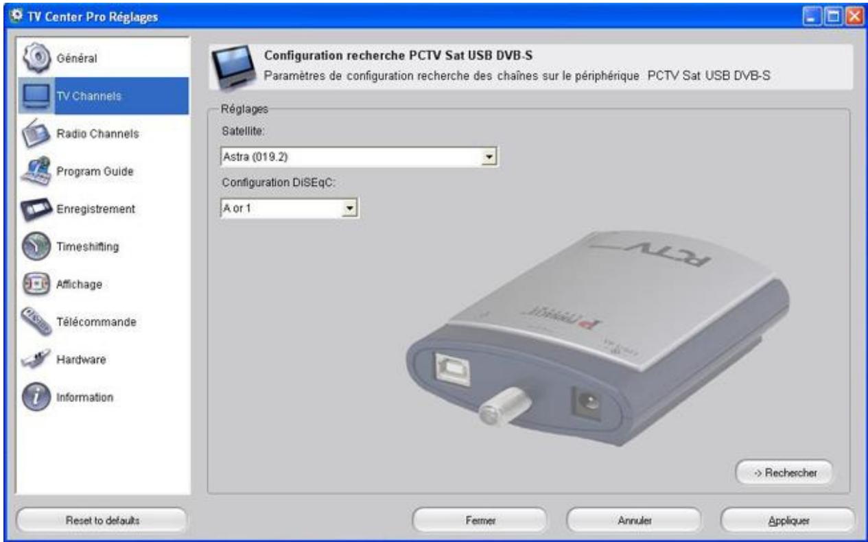 PINNACLE TVCENTER PRO - Réglages avancés - Réception DVB-S - 1