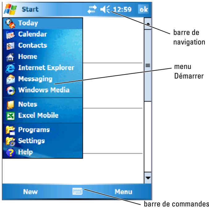 DELL AXIM X51V - Barre de navigation et barre de commandes - 1