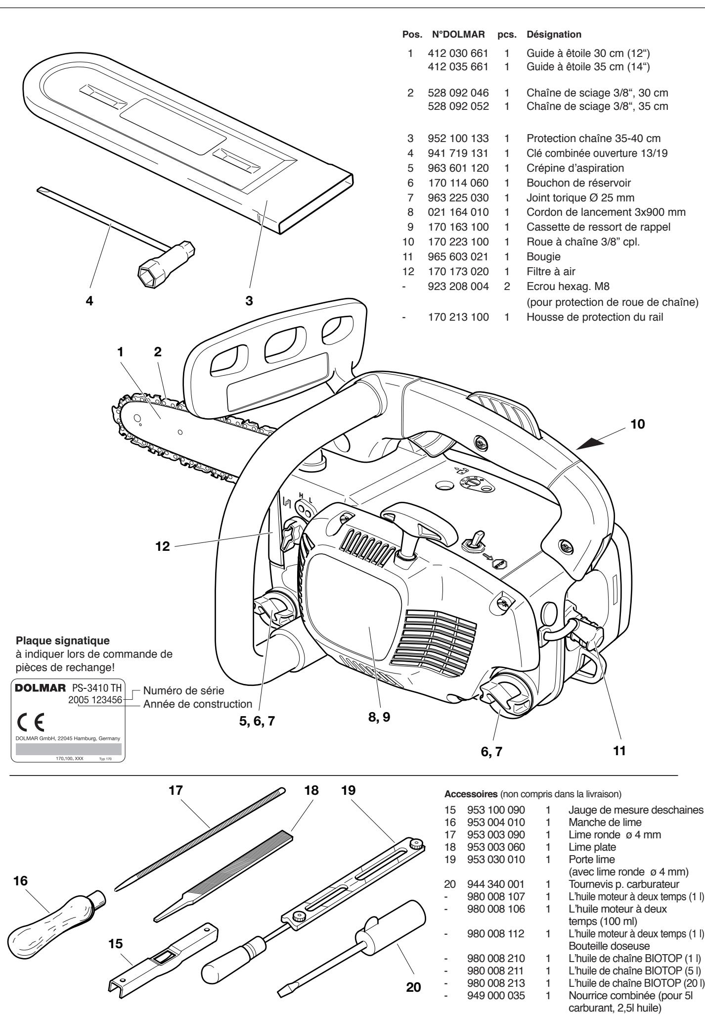 DOLMAR PS-3410 TH - Extrait de la liste des pièces de rechange - 1