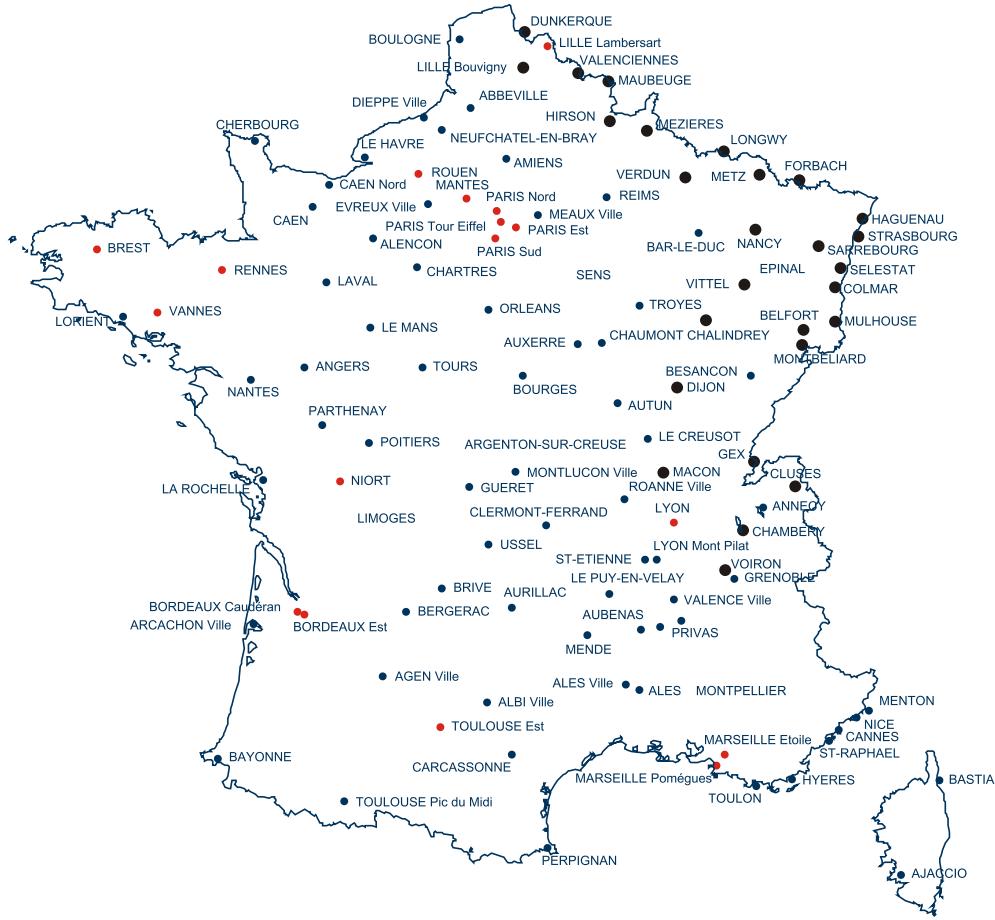 PEEKTON PK 1400 TNT - Carte des 115 sites TNT (source TDF) - 1