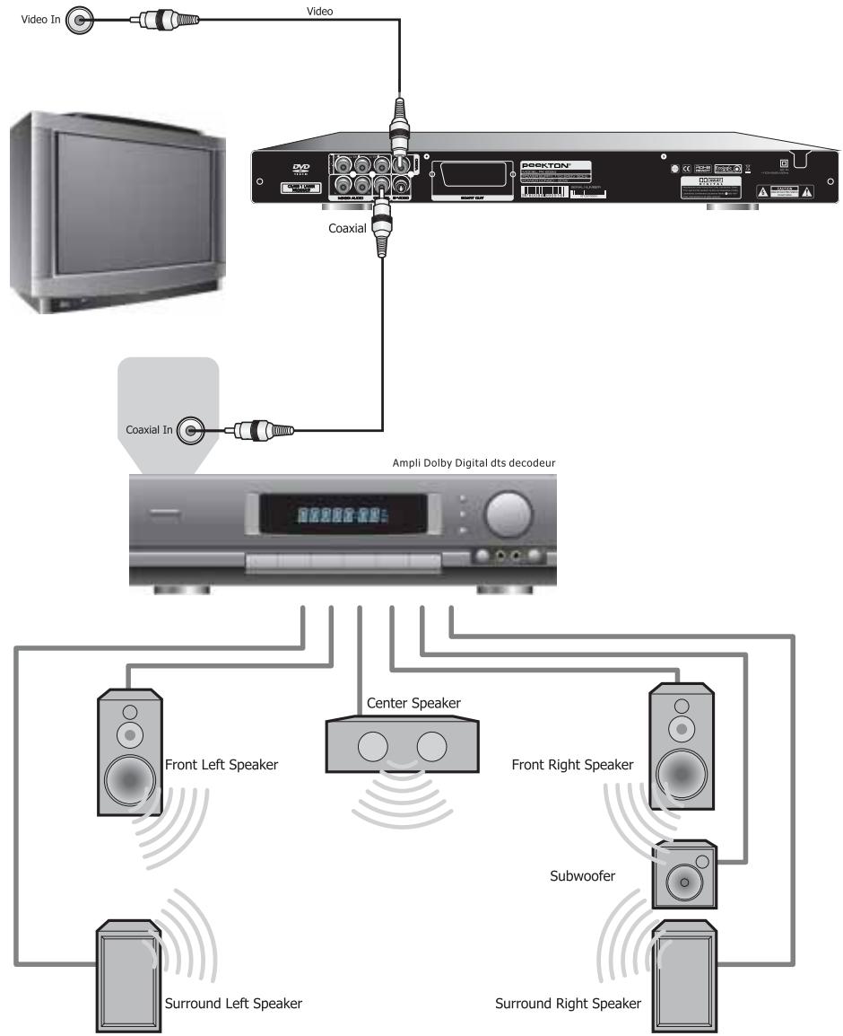 PEEKTON PK 6024 - Raccordement à un ampli DTS ou Dolby Digital - 1
