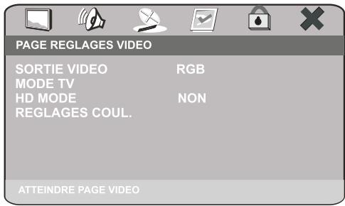 PEEKTON PK 8700 - Menu REGLAGESVIDEO - 1