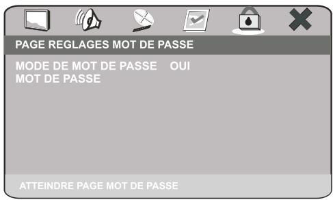 PEEKTON PK 8700 - Menu REGLAGES MOT DE PASSE - 1