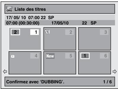 FUNAI TD6D-D4413DB - Répétez l'étape 5 jusqu'à ce que vous ayez enregistré tous les titres à repiquer, puis appuyez sur [DUBBING]. - 1