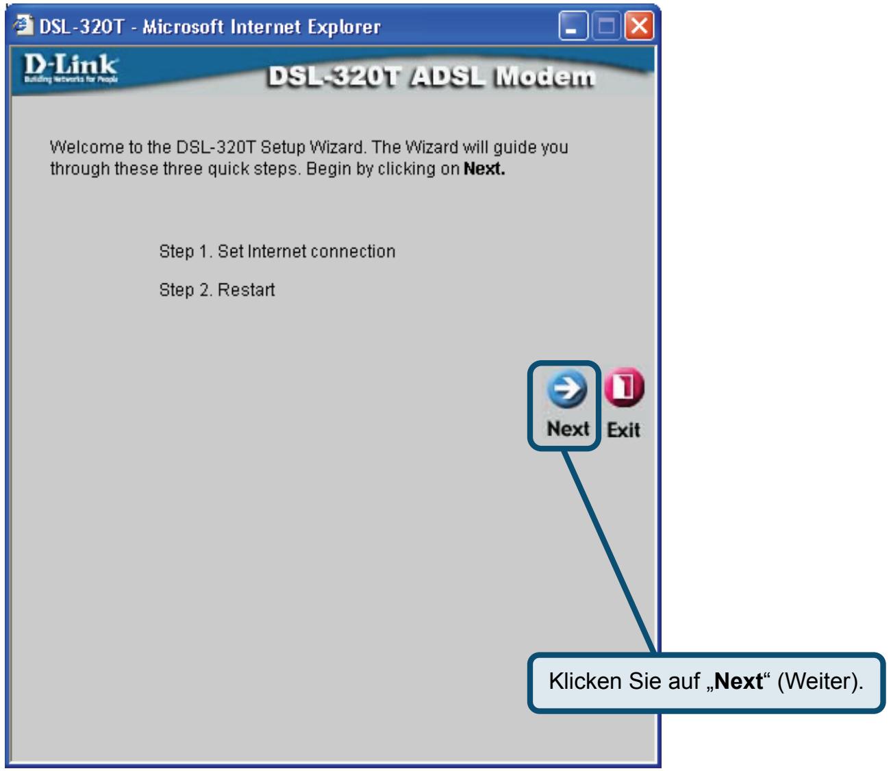 D-LINK DSL-320T - Modem konfigurieren (Fortsetzung) - 2