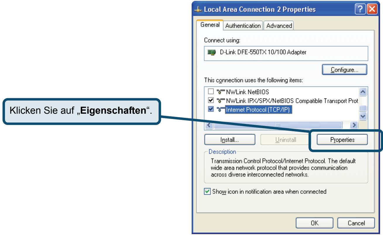 D-LINK DSL-320T - IP-Einstellungen unter Windows XP konfigurieren - 5