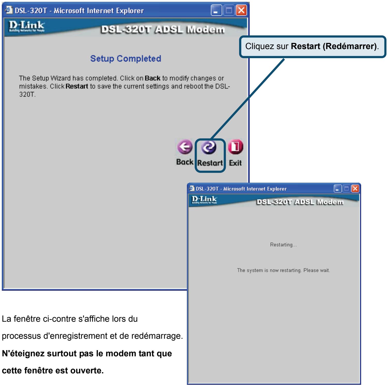D-LINK DSL-320T - Setup Completed (Configuration terminée) - 1