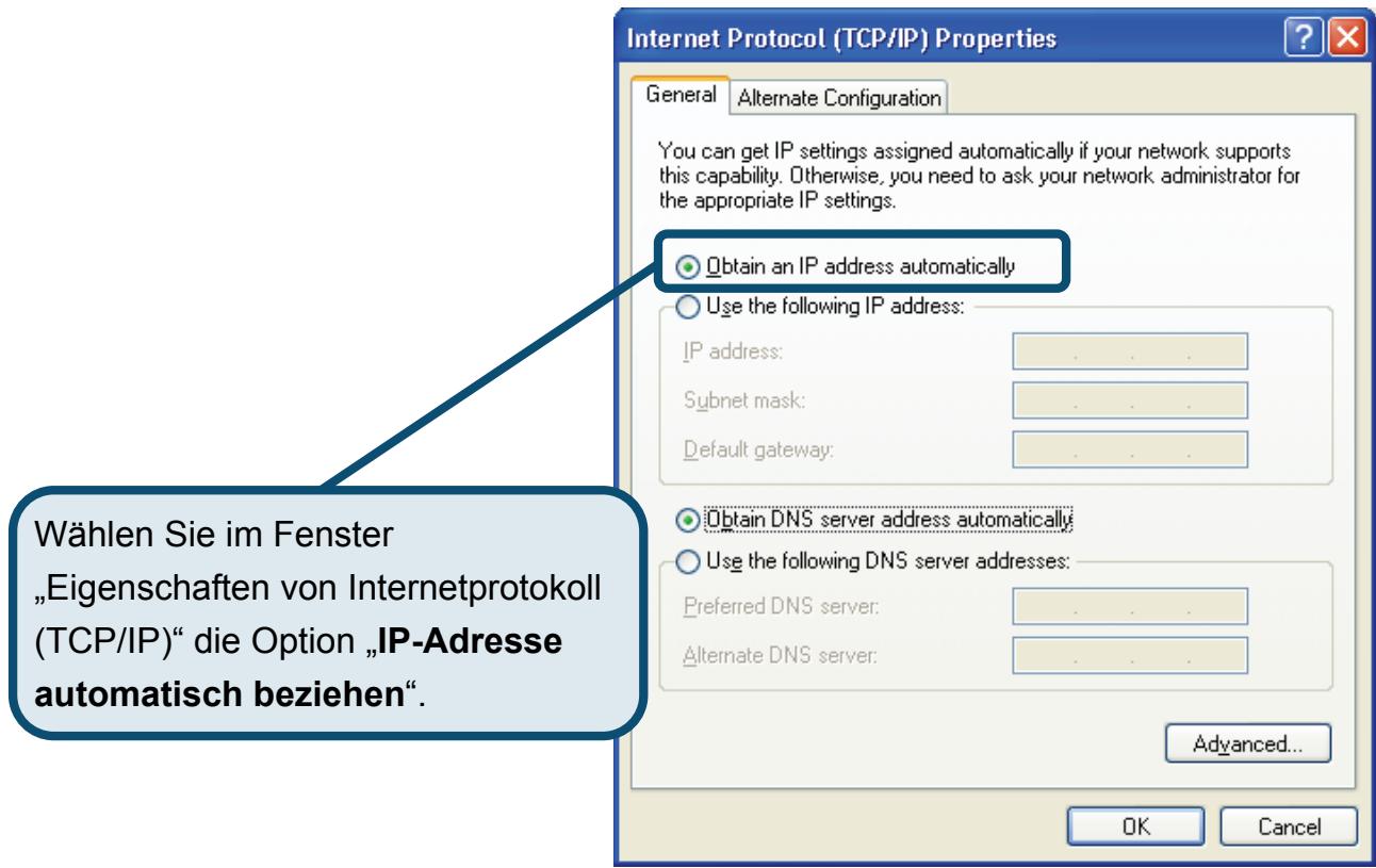 D-LINK DSL-320T - IP-Einstellungen unter Windows XP konfigurieren - 6