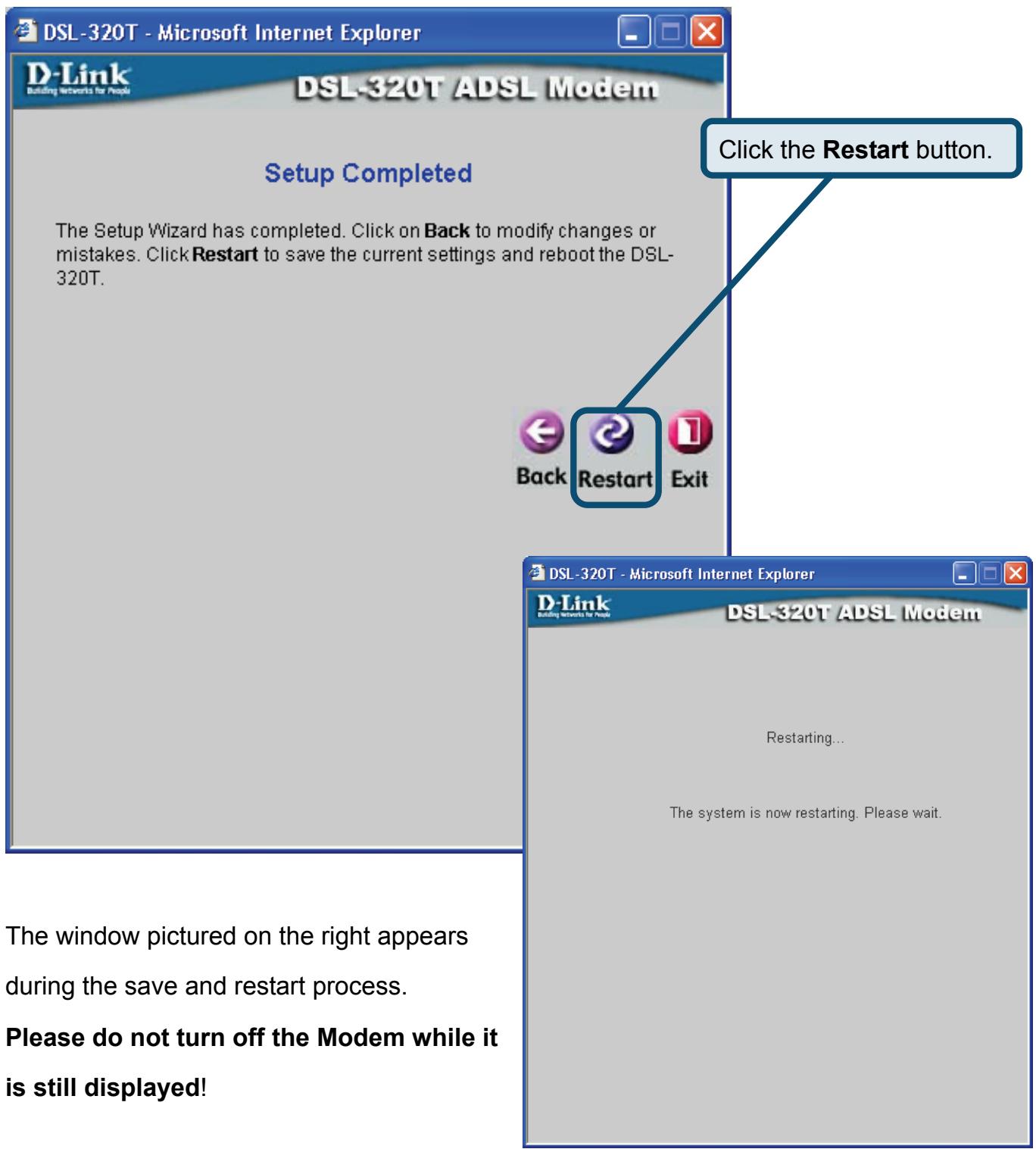 D-LINK DSL-320T - Setup Completed - 1
