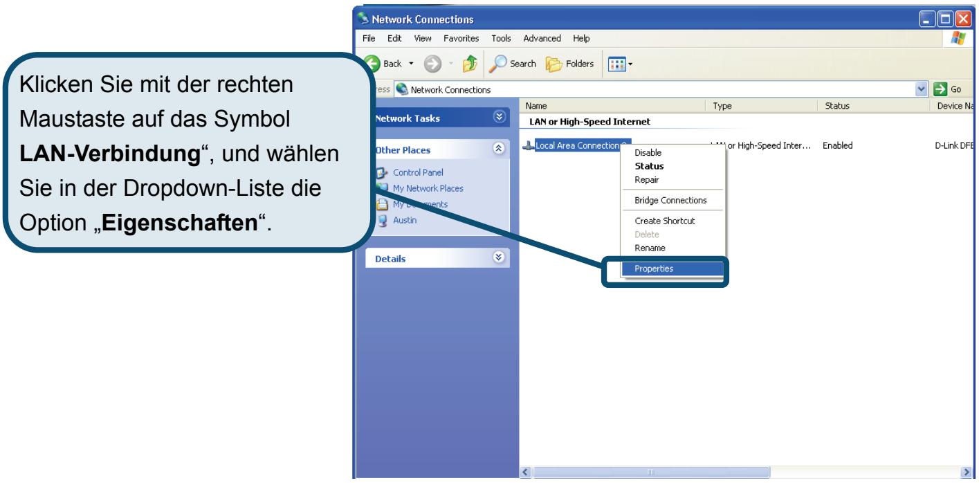 D-LINK DSL-320T - IP-Einstellungen unter Windows XP konfigurieren - 4