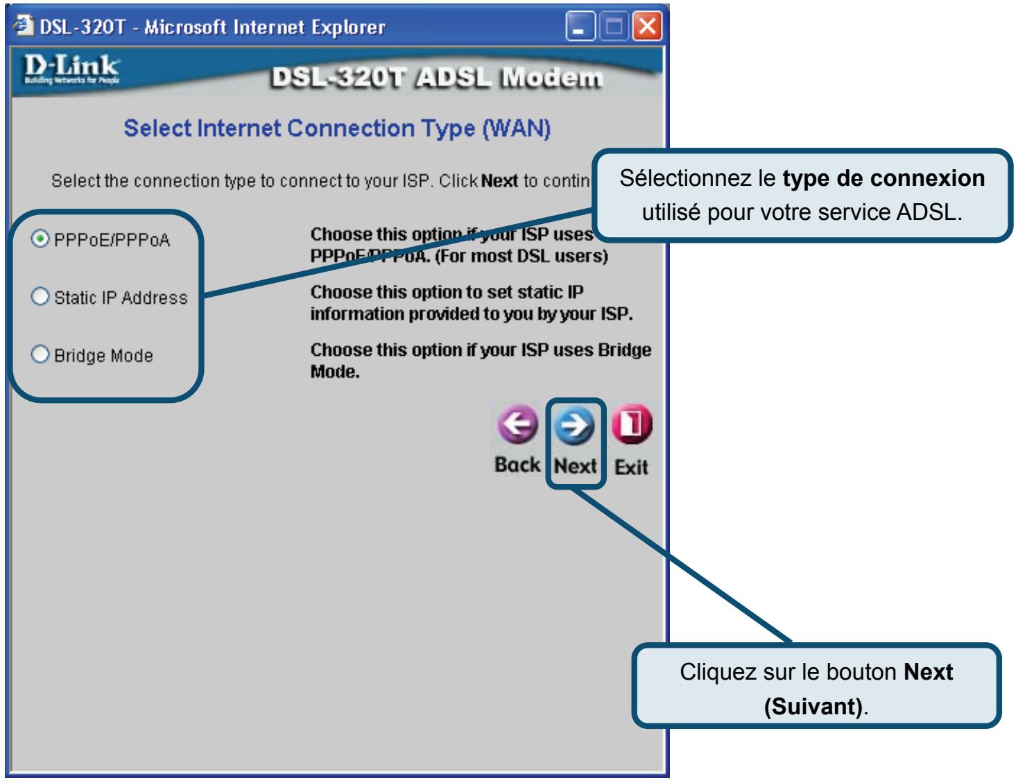 D-LINK DSL-320T - Configuration du modem (suite) - 3
