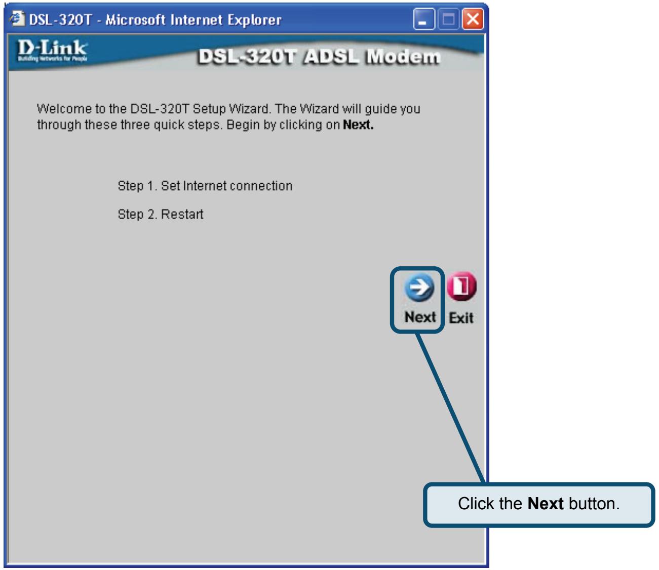D-LINK DSL-320T - Configuring the Modem (continued) - 1