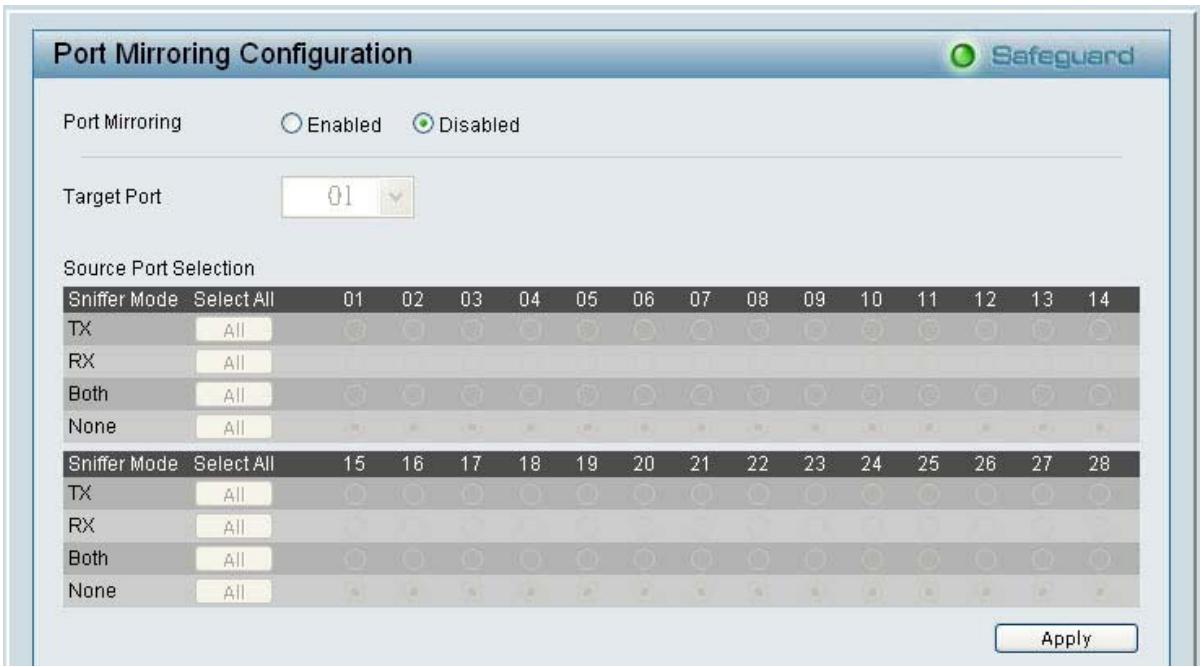 D-LINK DES-1228 - Menu Configuration > Port Mirroring - 1