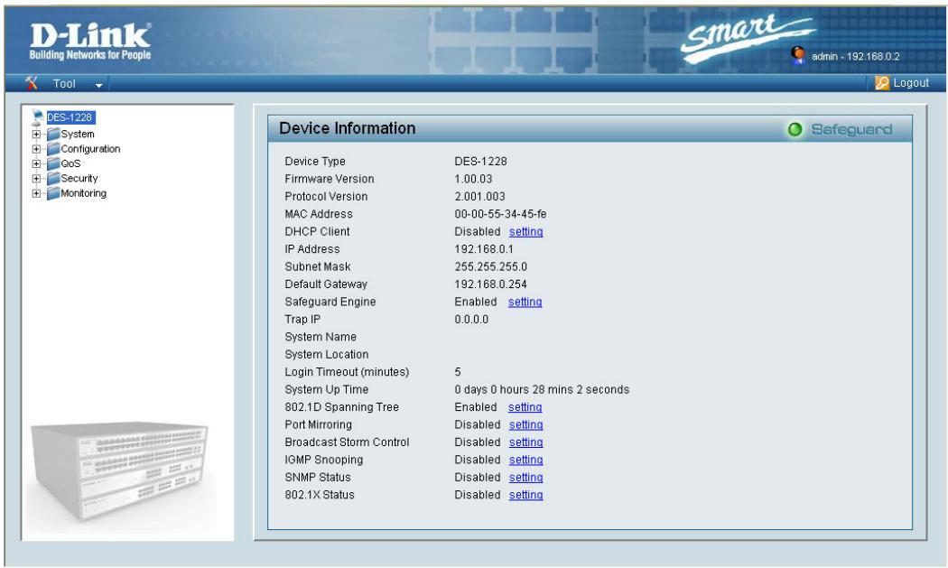 D-LINK DES-1228 - Figure 14 - Connexion à l'adresse IP du Commutateur (attribuée par DHCP) - 2