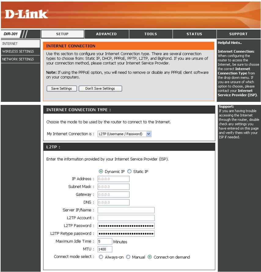 D-LINK DIR-300 - Internet Setup (Configuration Internet) L2TP - 1