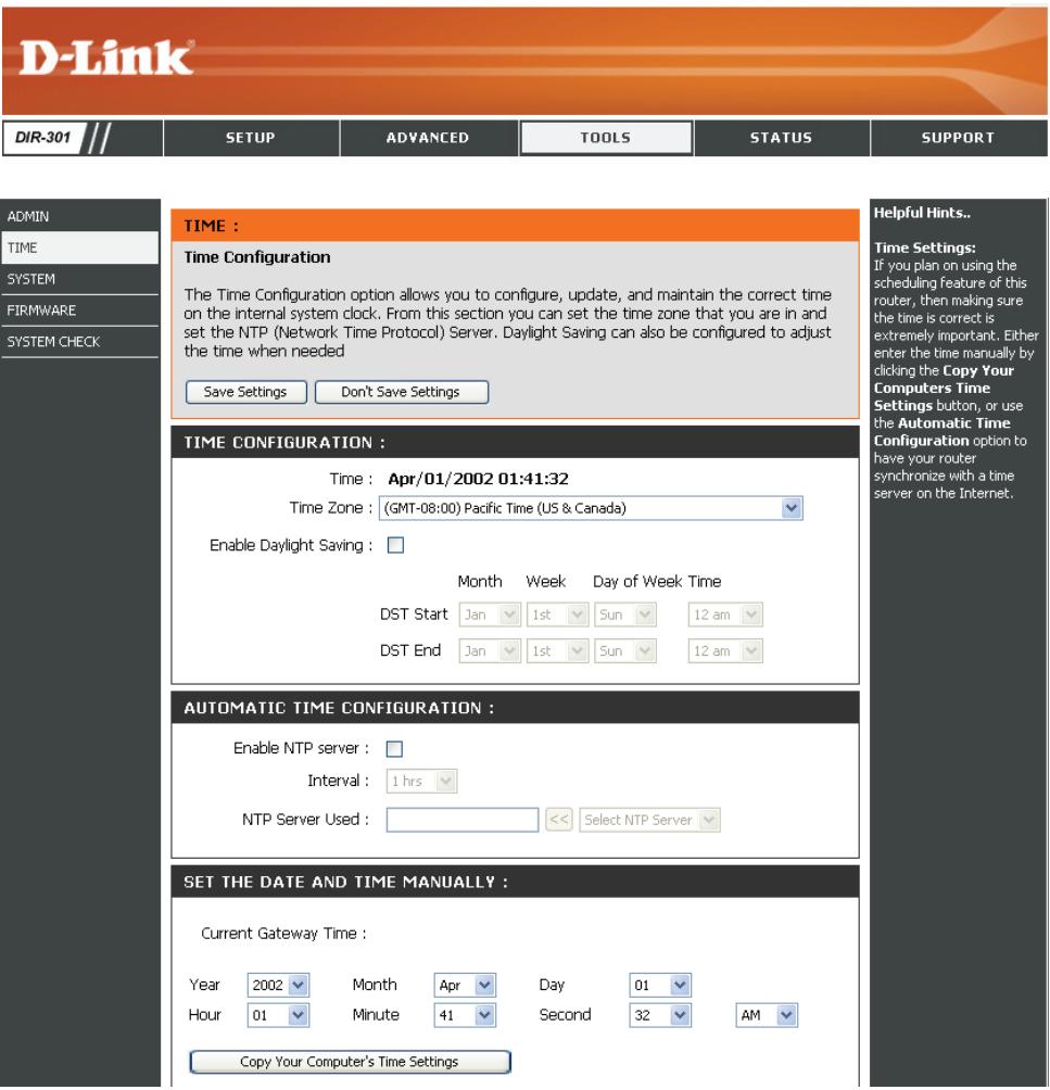 D-LINK DIR-300 - Paramètres horaires - 1
