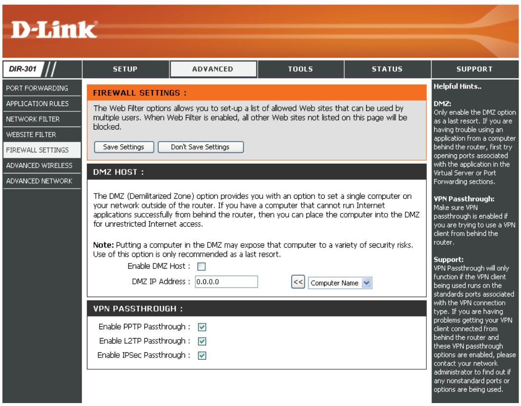 D-LINK DIR-300 - Firewall Settings (Paramètres du pare-feu) - 1