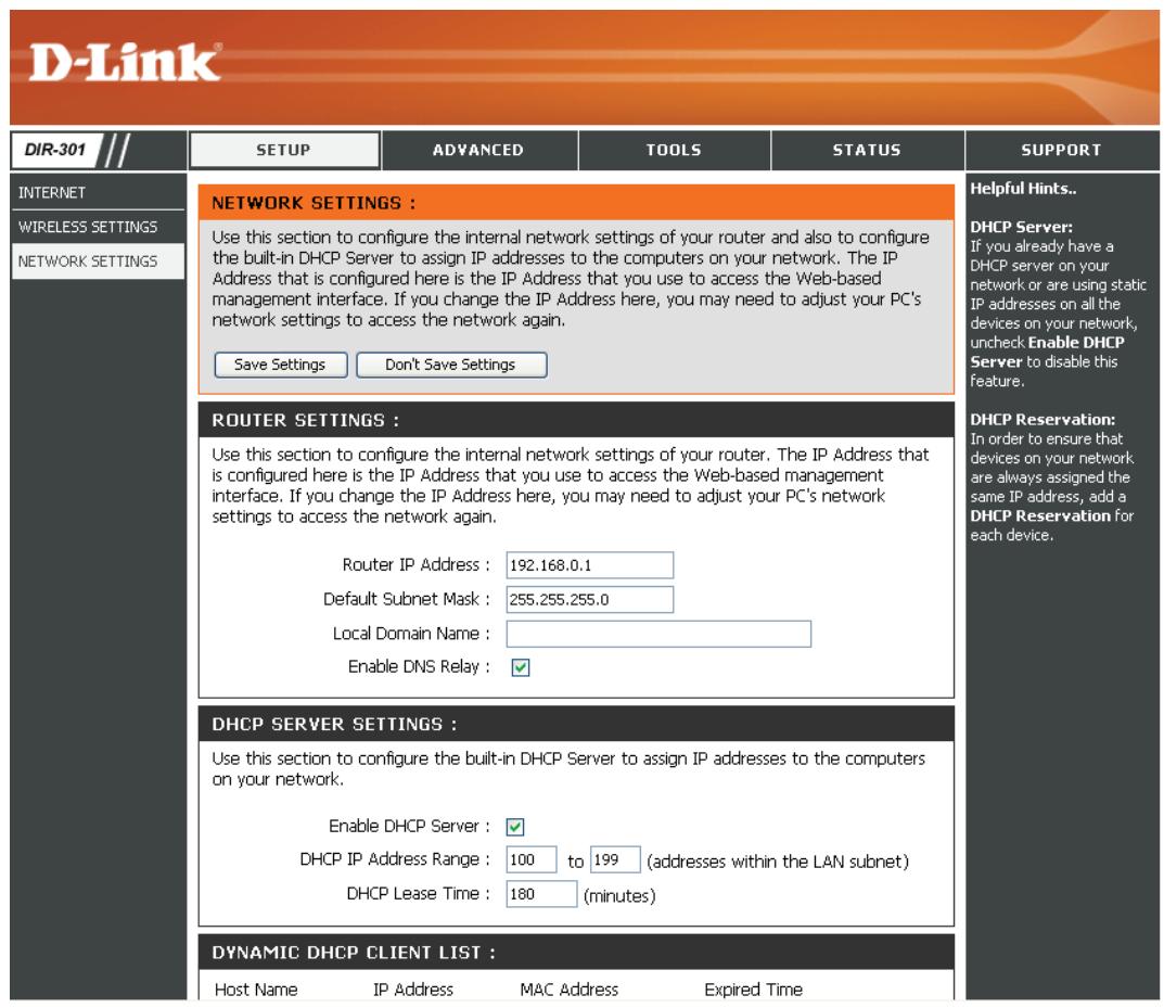 D-LINK DIR-300 - DHCP Server Settings (Paramètres du serveur DHCP) - 1
