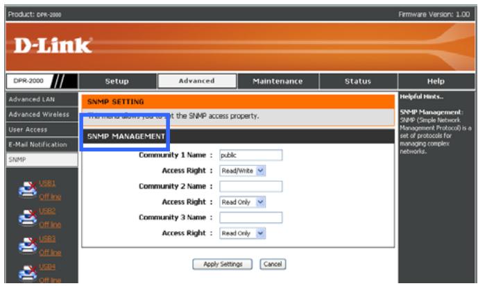D-LINK DPR-2000 - SNMP Management (Gestion du protocole SNMP) - 1