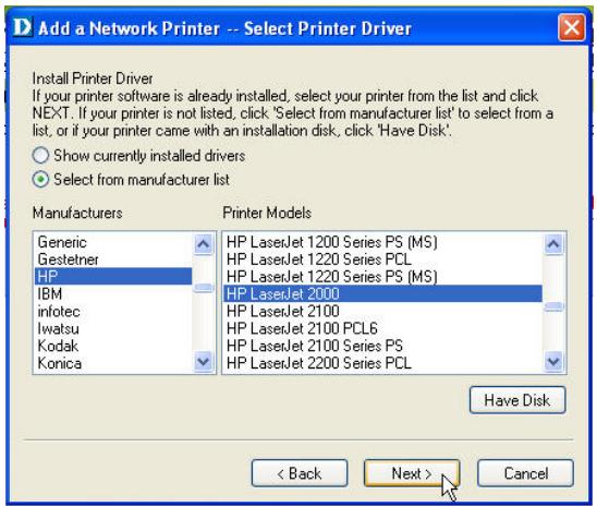 D-LINK DPR-2000 - b. Select from manufacturer list (Selectionner dans la liste de fabricants) : - 1