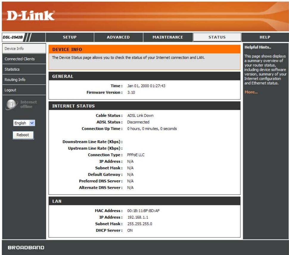 D-LINK DSL-2542B - État - 1
