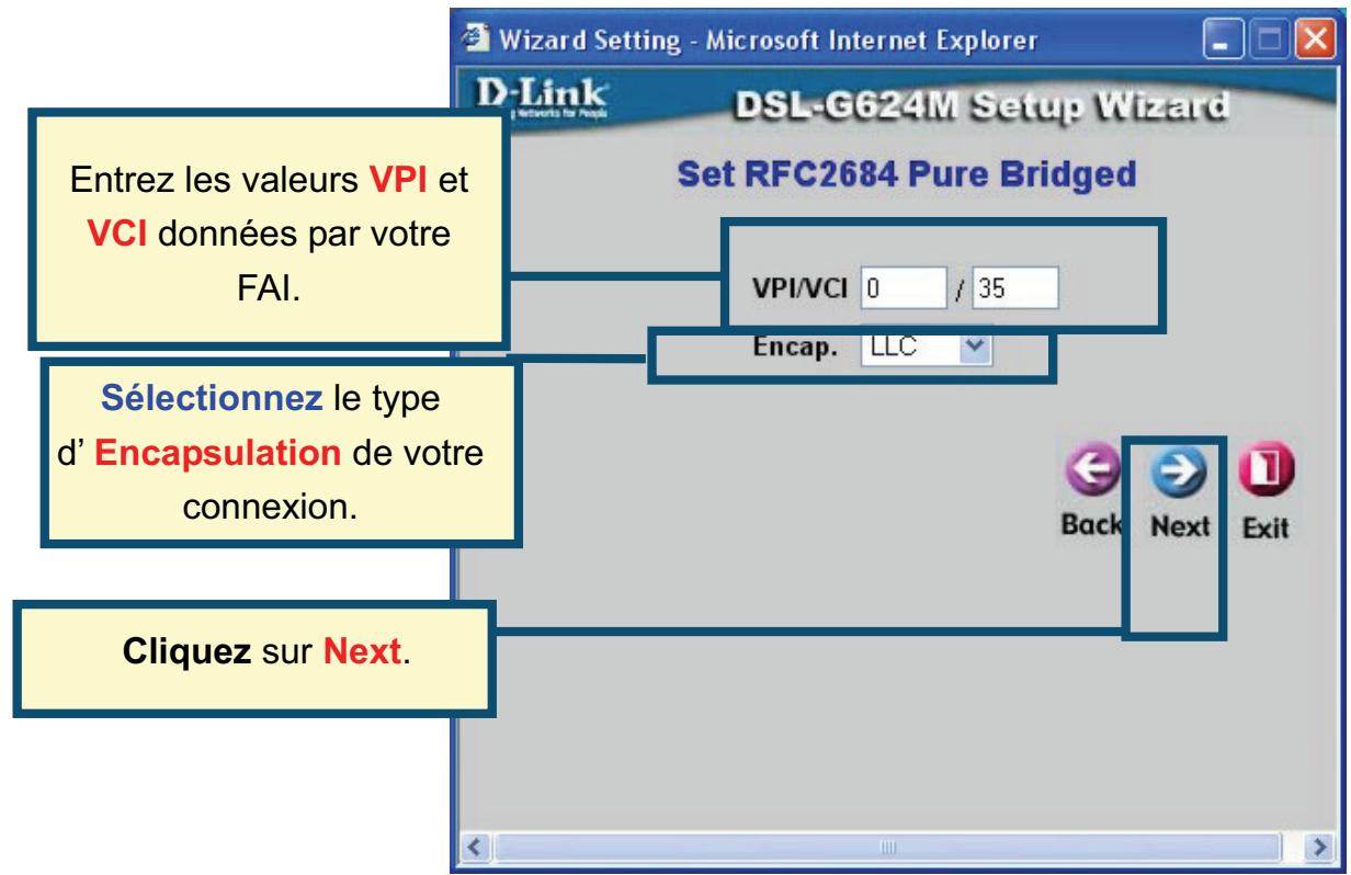 D-LINK DSL-G624M - Connexions RFC2684 Pure Bridged - 1