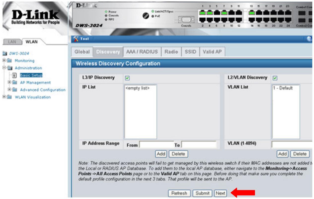 D-LINK DWS-3024 - Dans l'onglet « Discovery »: - 1