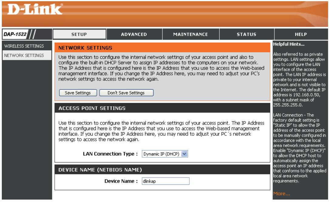 D-LINK DAP-1522, DAP-1522X2 - Paramètres réseau DHCP - 1