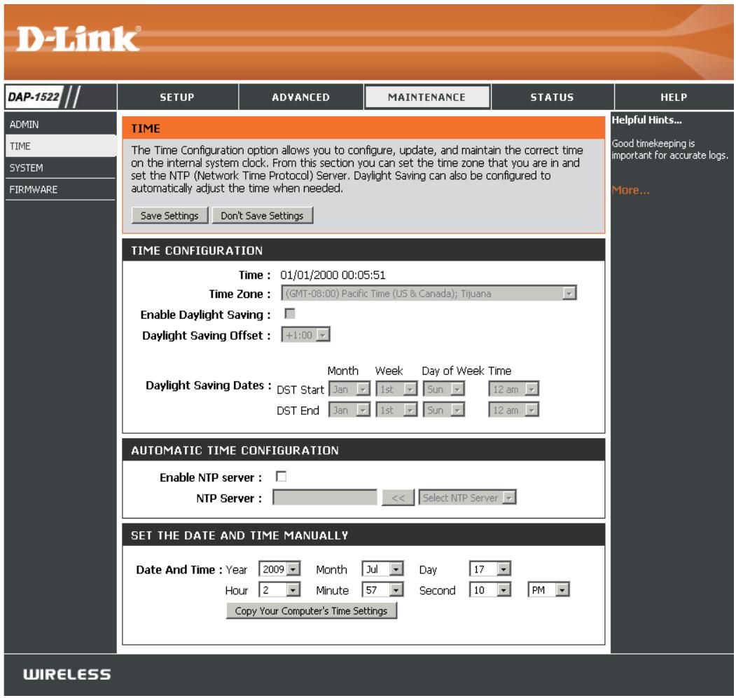 D-LINK DAP-1522, DAP-1522X2 - Heure - 1