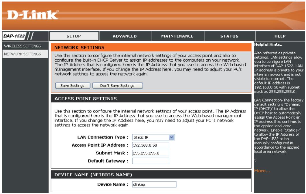 D-LINK DAP-1522, DAP-1522X2 - IP statique - 1