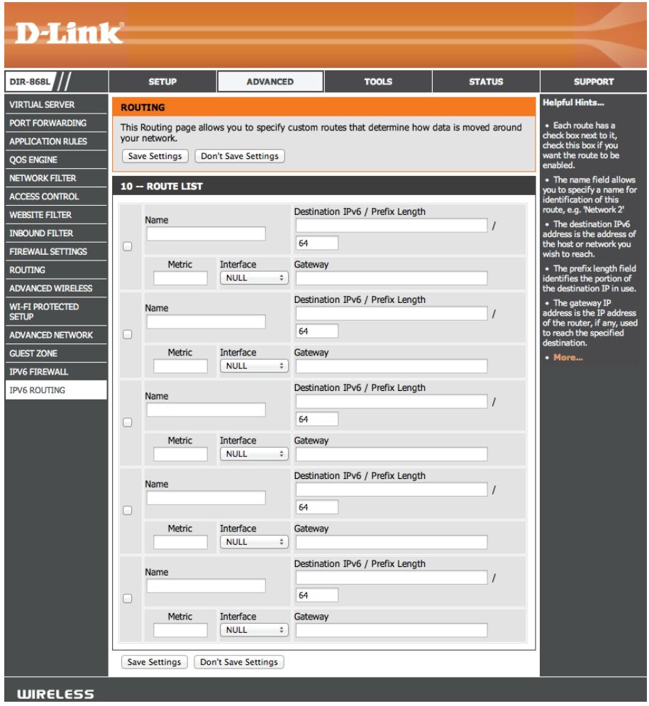 D-LINK DIR-868L - Acheminement IPv6 - 1