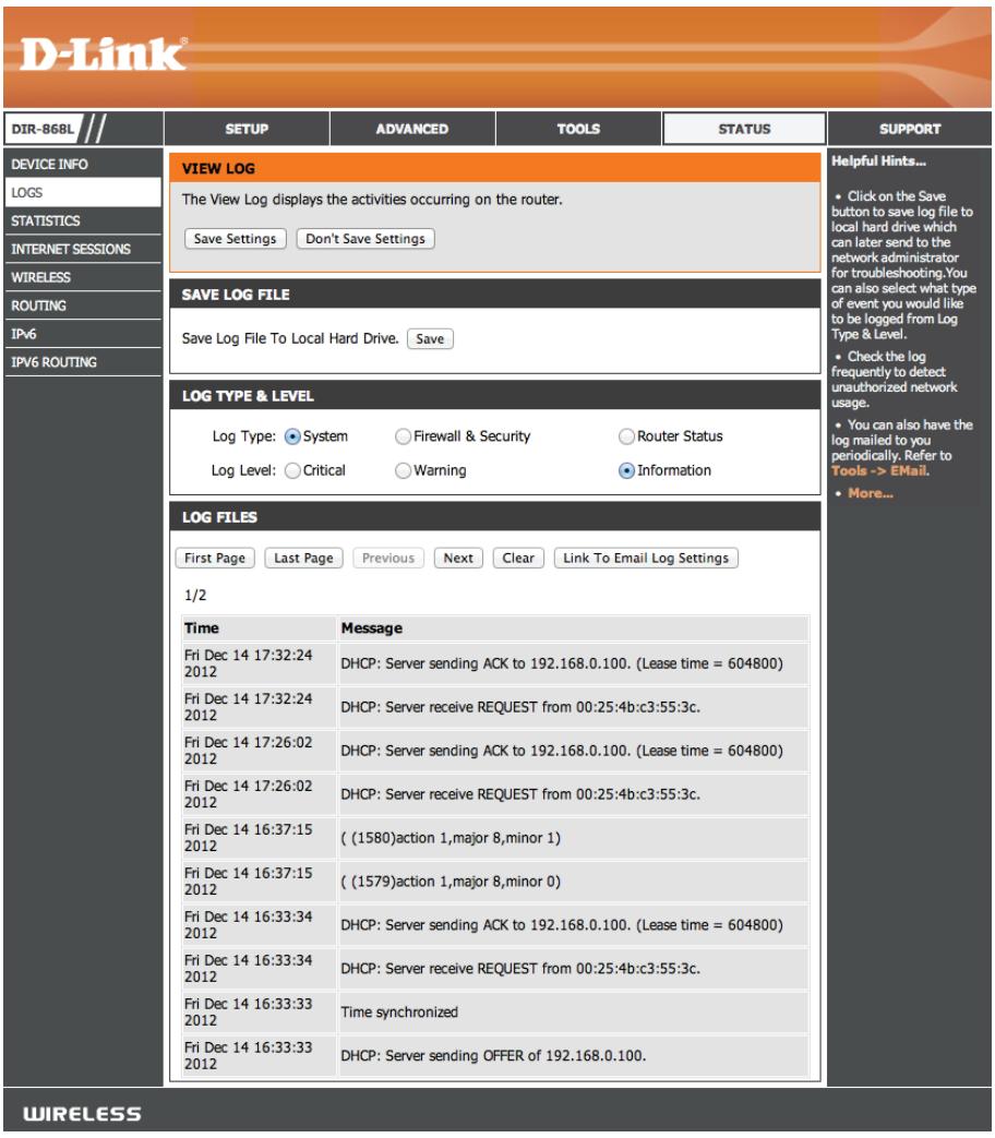 D-LINK DIR-868L - Journaux - 1