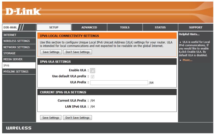D-LINK DIR-868L DWA-182 - Configuration manuelle de la connectivité locale IPv6 - 1