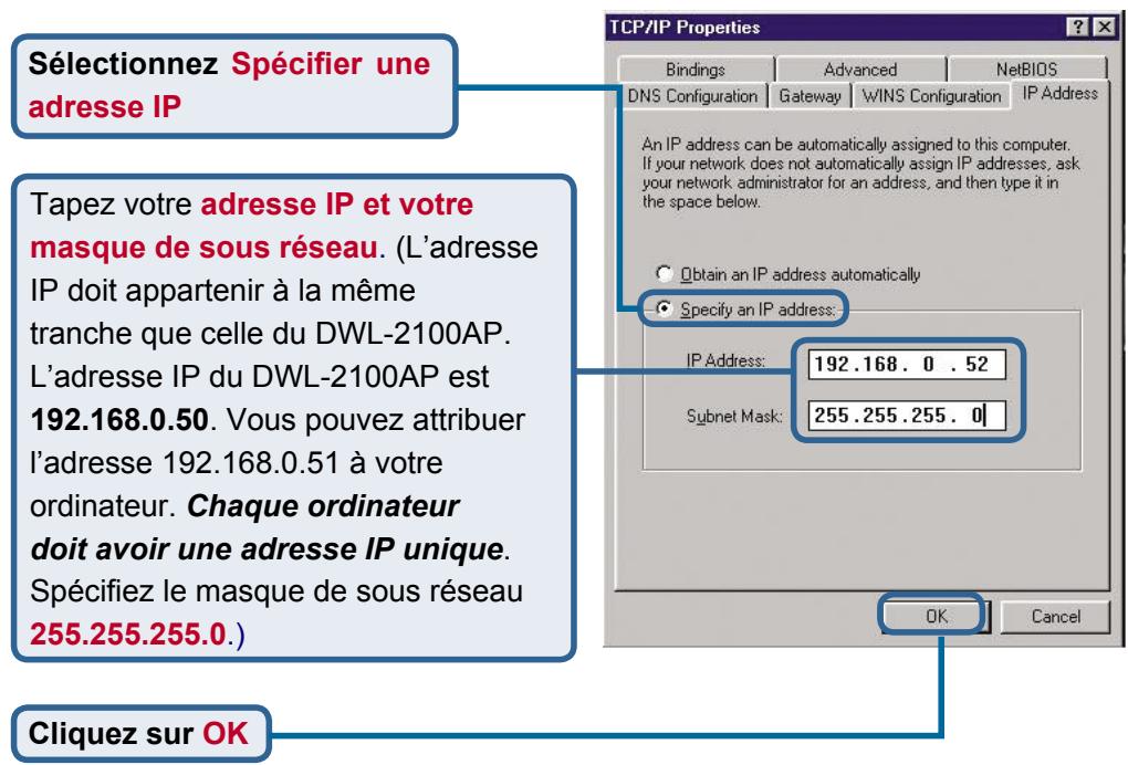 D-LINK DWL-2100AP - Pour les utilisateurs de Windows Me et 98se : - 2