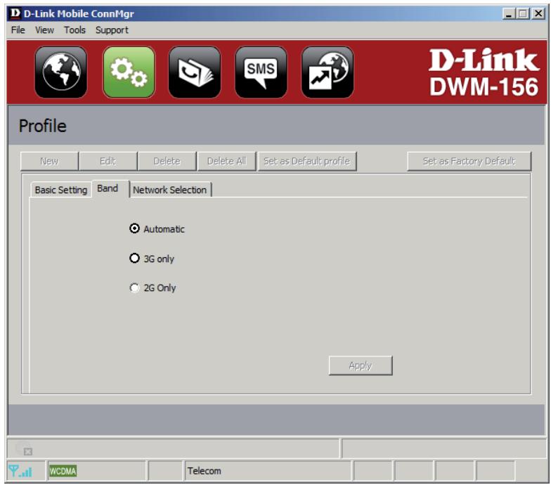 D-LINK DWM-156 - Paramètres de bande - 1