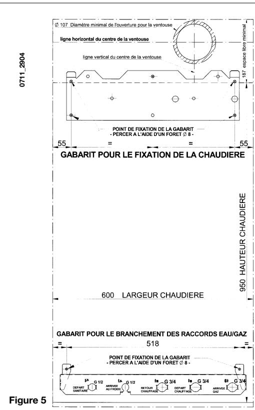 DEVILLE VNB 28-60 - Gabarit de fixation de la chaudière au MUR - 1