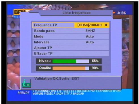 CGV PREMIO DT3 - «Fréquence TP» : choix du canal vhf/uhf - 1