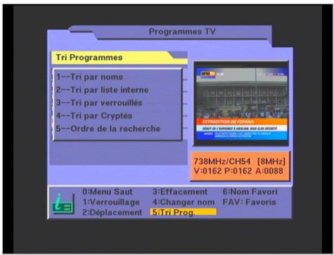 CGV PREMIO DT3 - «5: Tri prog.»: trier les programmes - 2